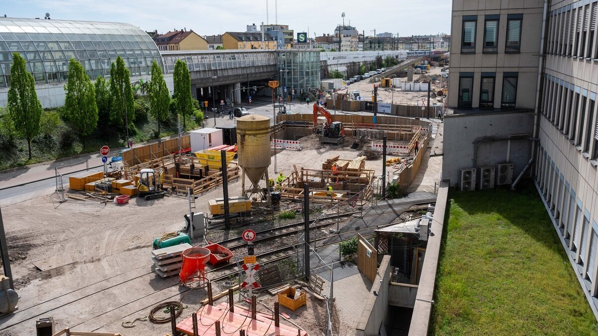 Die Baustelle für den Ersatzbau der Hochstraße Süd